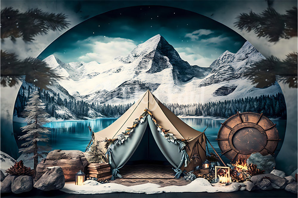 Kate Winter Snow Mountain Tent Backdrop Designed by Ashley Paul - Kate Backdrop AU