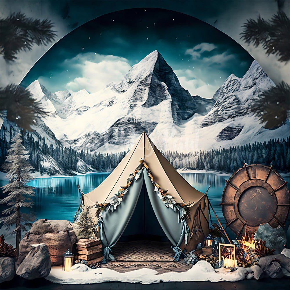 Kate Winter Snow Mountain Tent Backdrop Designed by Ashley Paul - Kate Backdrop AU