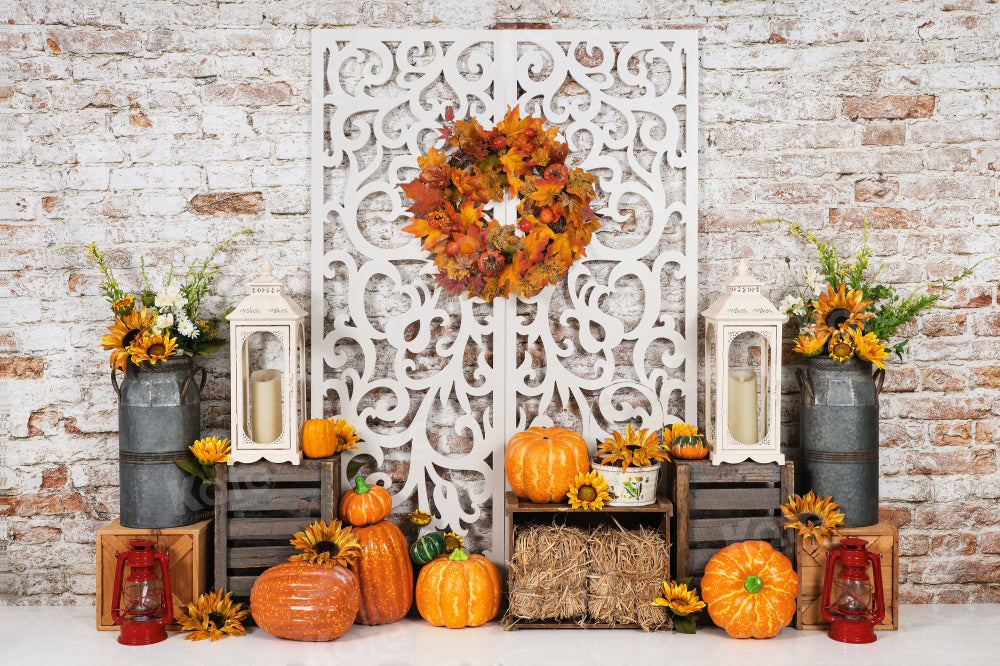 Kate Autumn Pumpkin Backdrop Farm for Photography - Kate Backdrop AU