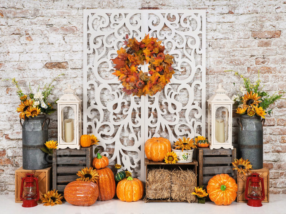 Kate Autumn Pumpkin Backdrop Farm for Photography - Kate Backdrop AU