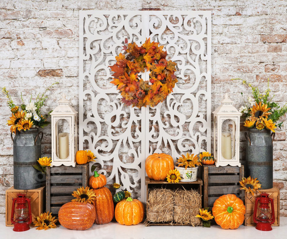 Kate Autumn Pumpkin Backdrop Farm for Photography - Kate Backdrop AU