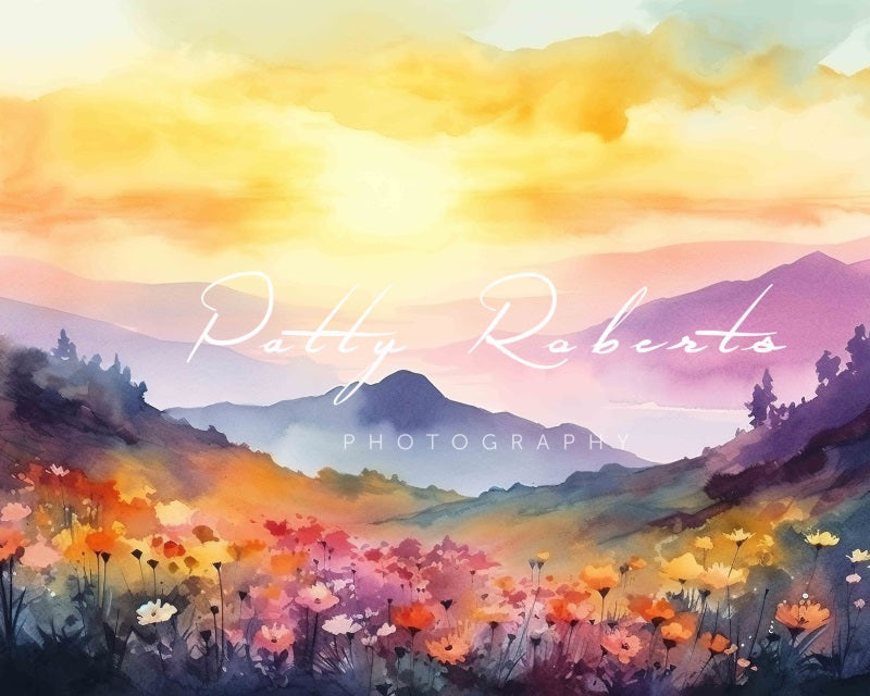 Kate Watercolor Majestic Mountains Backdrop Designed by Patty Robertss - Kate Backdrop AU