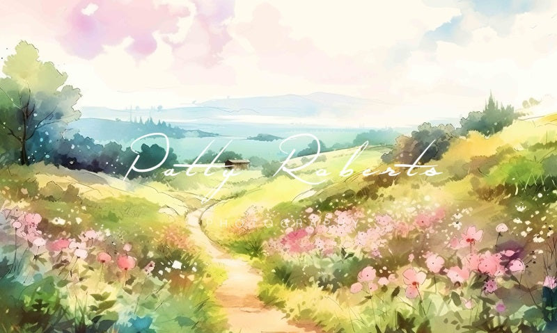 Kate Watercolor Meadow Serenity Backdrop Designed by Patty Robertss - Kate Backdrop AU