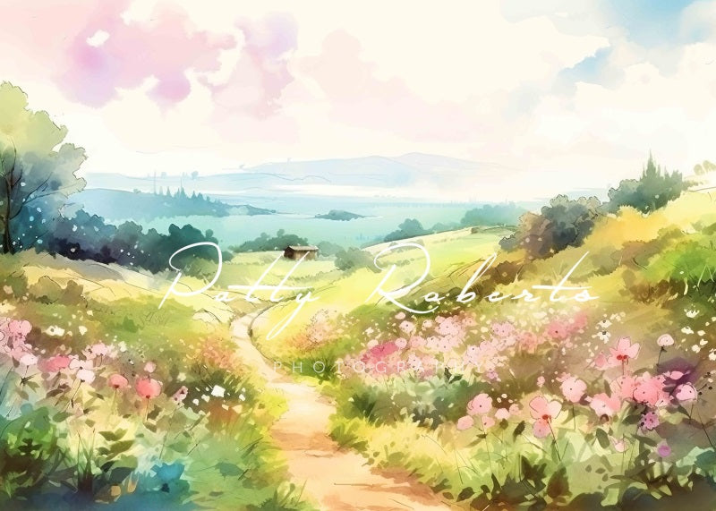 Kate Watercolor Meadow Serenity Backdrop Designed by Patty Robertss - Kate Backdrop AU