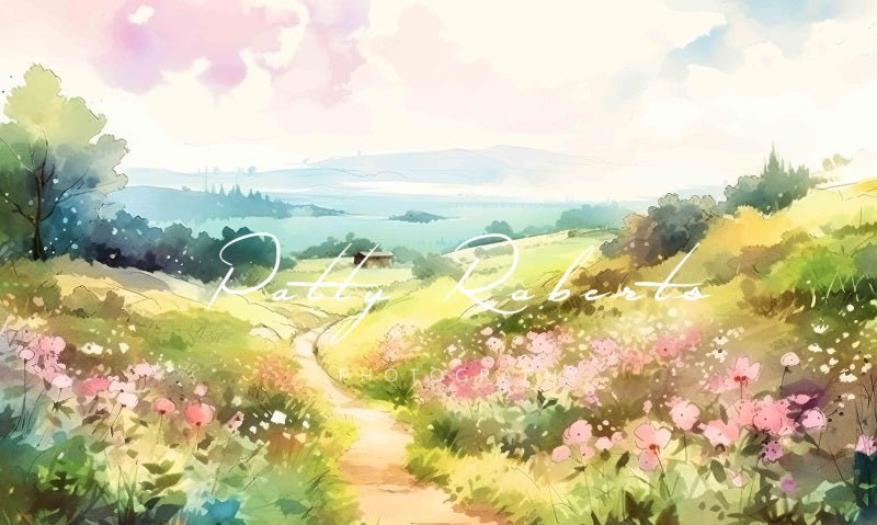 Kate Watercolor Meadow Serenity Backdrop Designed by Patty Robertss - Kate Backdrop AU