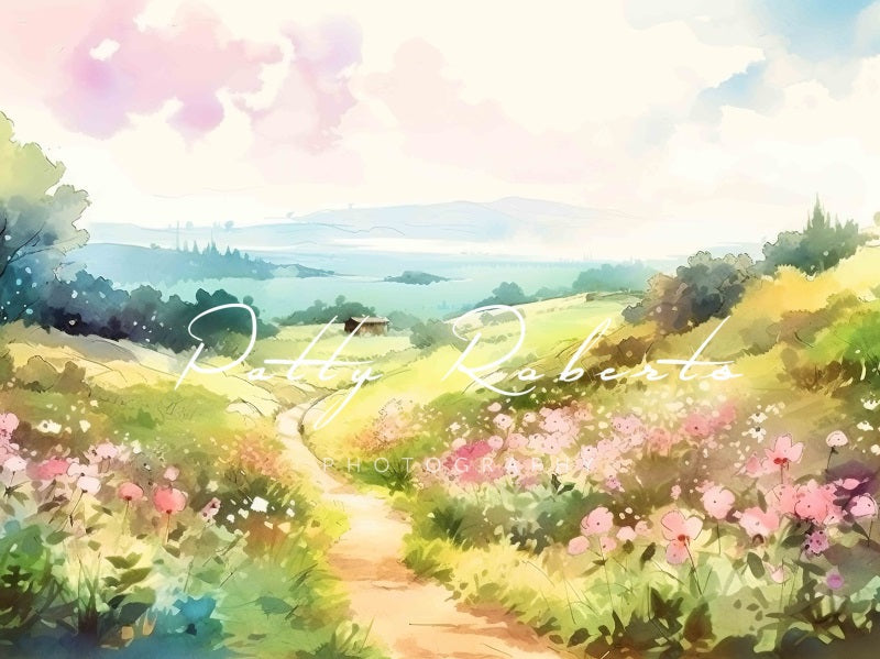 Kate Watercolor Meadow Serenity Backdrop Designed by Patty Robertss - Kate Backdrop AU