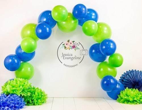 Kate Cake Smash with Blue Balloons for Boy Backdrop Designed By Jessica Evangeline photography - Kate Backdrop AU