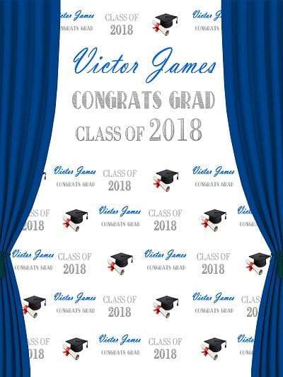 Katebackdrop£ºKate Custom Graduation Class Backdrop Blue Curtains Step and Repeat Backdrops