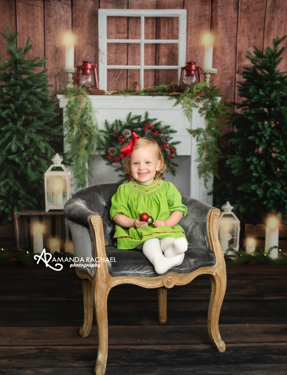 Kate Christmas Fireplace Candlelight Wooden Backdrop Designed by Emetselch - Kate Backdrop AU