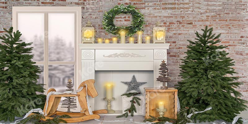 Kate Christmas Brick Candle Winter Backdrop Designed by Emetselch - Kate Backdrop AU