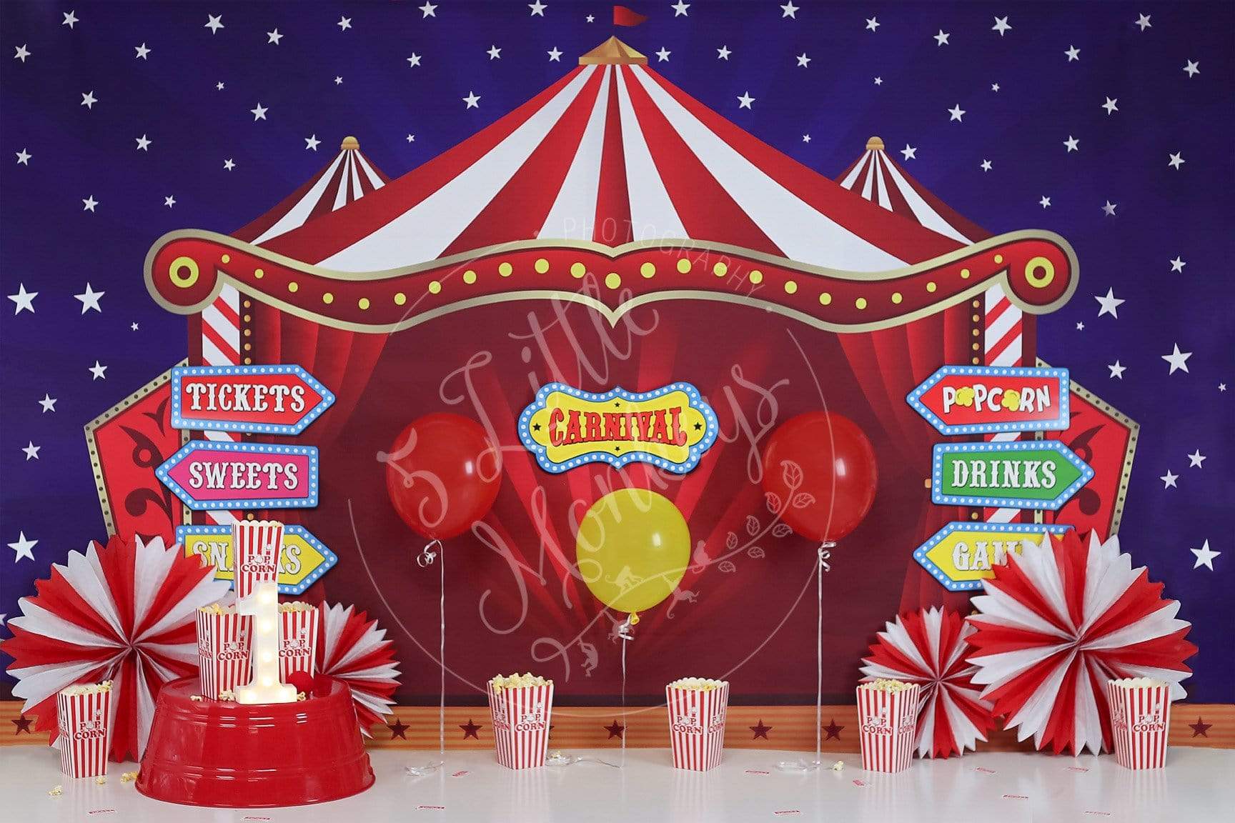 Kate Cake Smash Carnival Backdrop with Balloon for Photography Designed By Sherie Skelly - Kate Backdrop AU