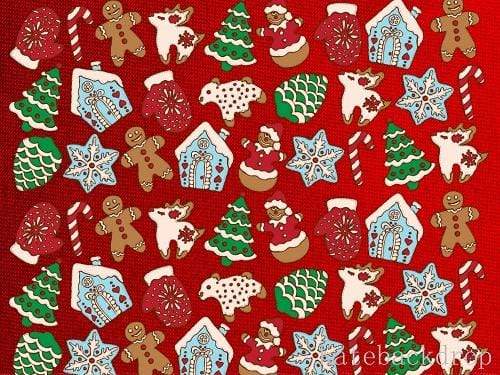 Kate Christmas Gingerbread Cookies Red Background Children Backdrop Designed By Ava Lee - Kate Backdrop AU