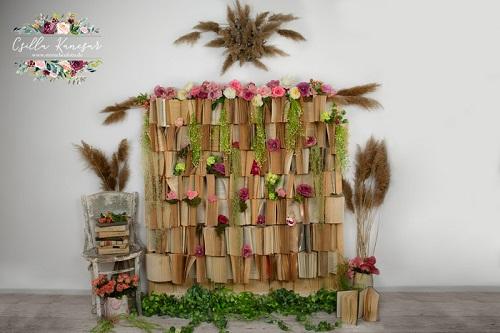 Kate Back to School Backdrop Books Wall Designed by Csilla Kancsar - Kate Backdrop AU