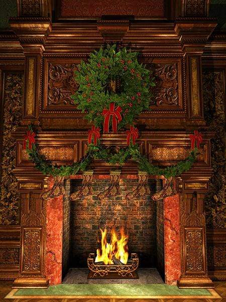 Katebackdrop£ºKate Christmas Fireplace Stockings Backdrop Photography