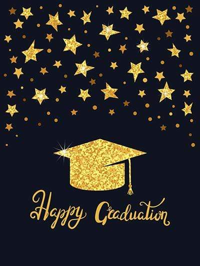 Kate Graduation Ceremony Golden Doctor Cap with Golden Stars Backdrop - Kate Backdrop AU