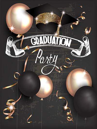 Kate Graduation Ceremony with Black and Golden Baloon Backdrop - Kate Backdrop AU