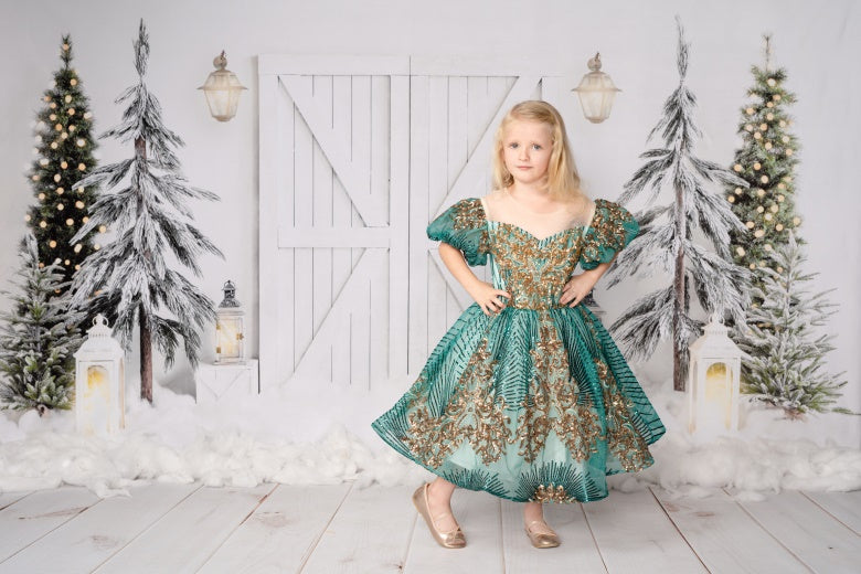 Kate Christmas Backdrop White Barn Door Designed by Emetselch - Kate Backdrop AU