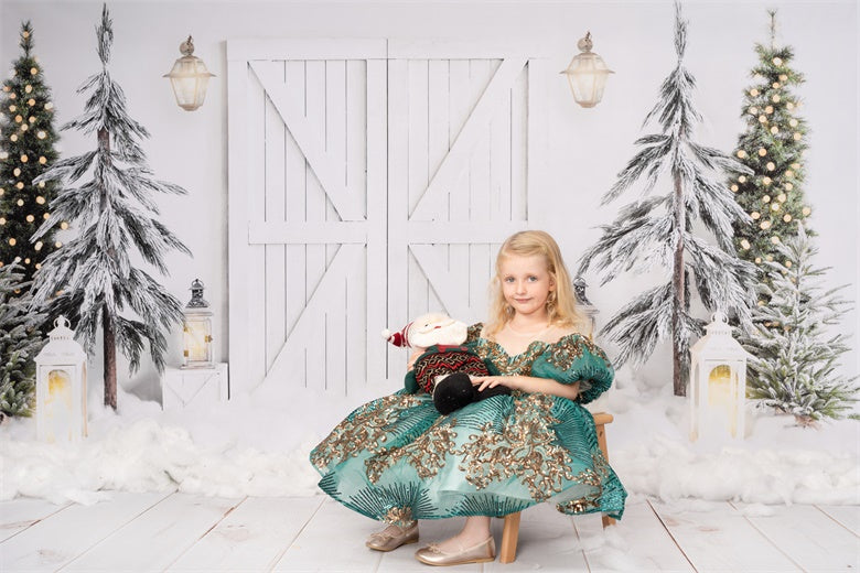 Kate Christmas Backdrop White Barn Door Designed by Emetselch - Kate Backdrop AU