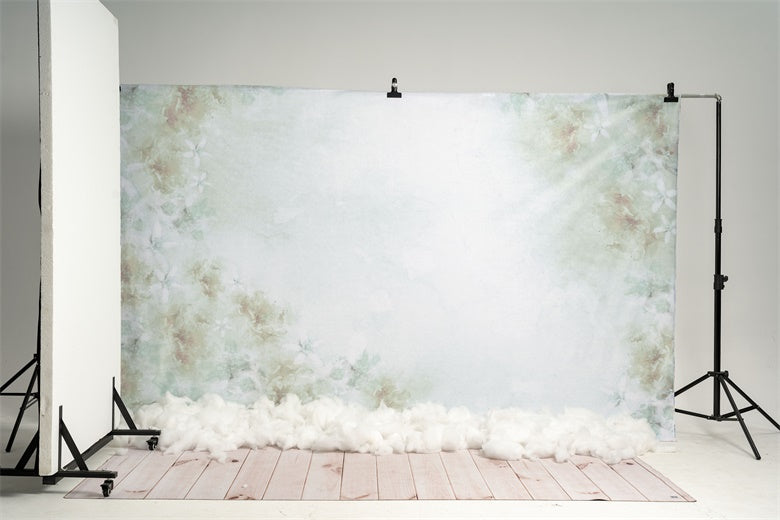 Kate Fine Art Watercolors Green Flowers Abstract Backdrop designed by Veronika Gant - Kate Backdrop AU