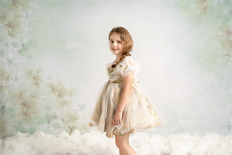 Kate Fine Art Watercolors Green Flowers Abstract Backdrop designed by Veronika Gant - Kate Backdrop AU