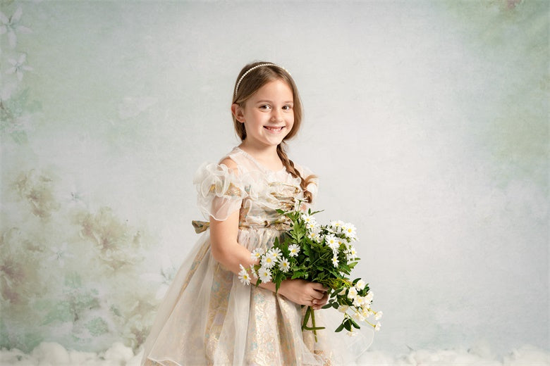 Kate Fine Art Watercolors Green Flowers Abstract Backdrop designed by Veronika Gant - Kate Backdrop AU