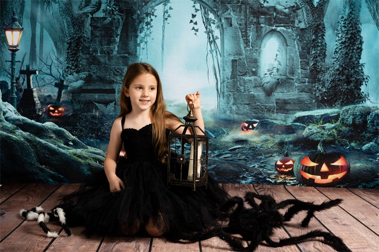 Kate Fall Pumpkin Backdrop Forest for Photography - Kate Backdrop AU