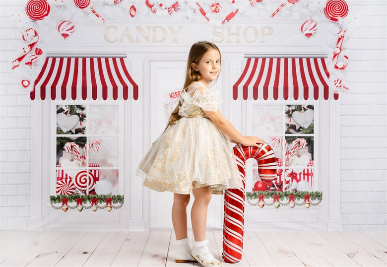 Kate Christmas Candy Shop Backdrop for Photography - Kate Backdrop AU
