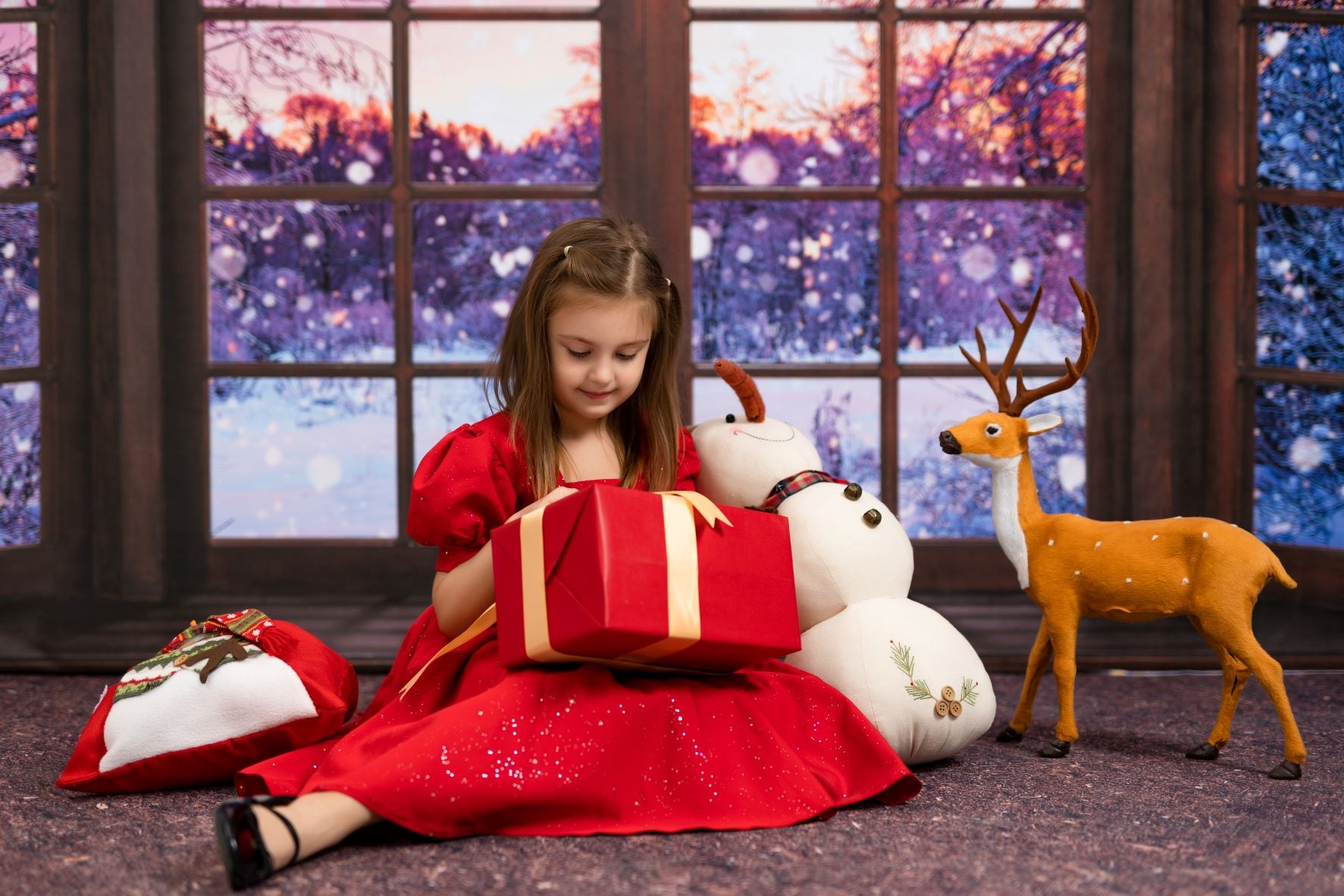 Kate Winter Christmas Night Backdrop French Window Designed by Chain Photography - Kate Backdrop AU