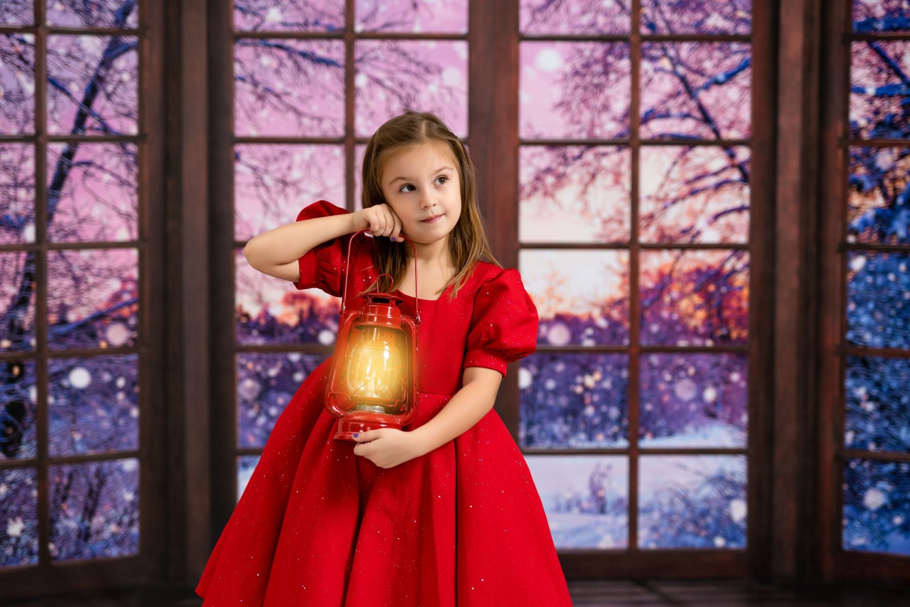 Kate Winter Christmas Night Backdrop French Window Designed by Chain Photography - Kate Backdrop AU