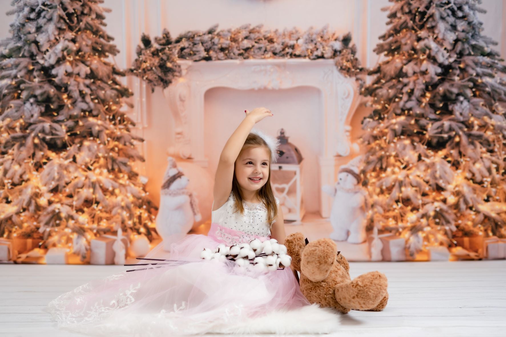 Kate Christmas White Fireplace Backdrop for Photography - Kate Backdrop AU
