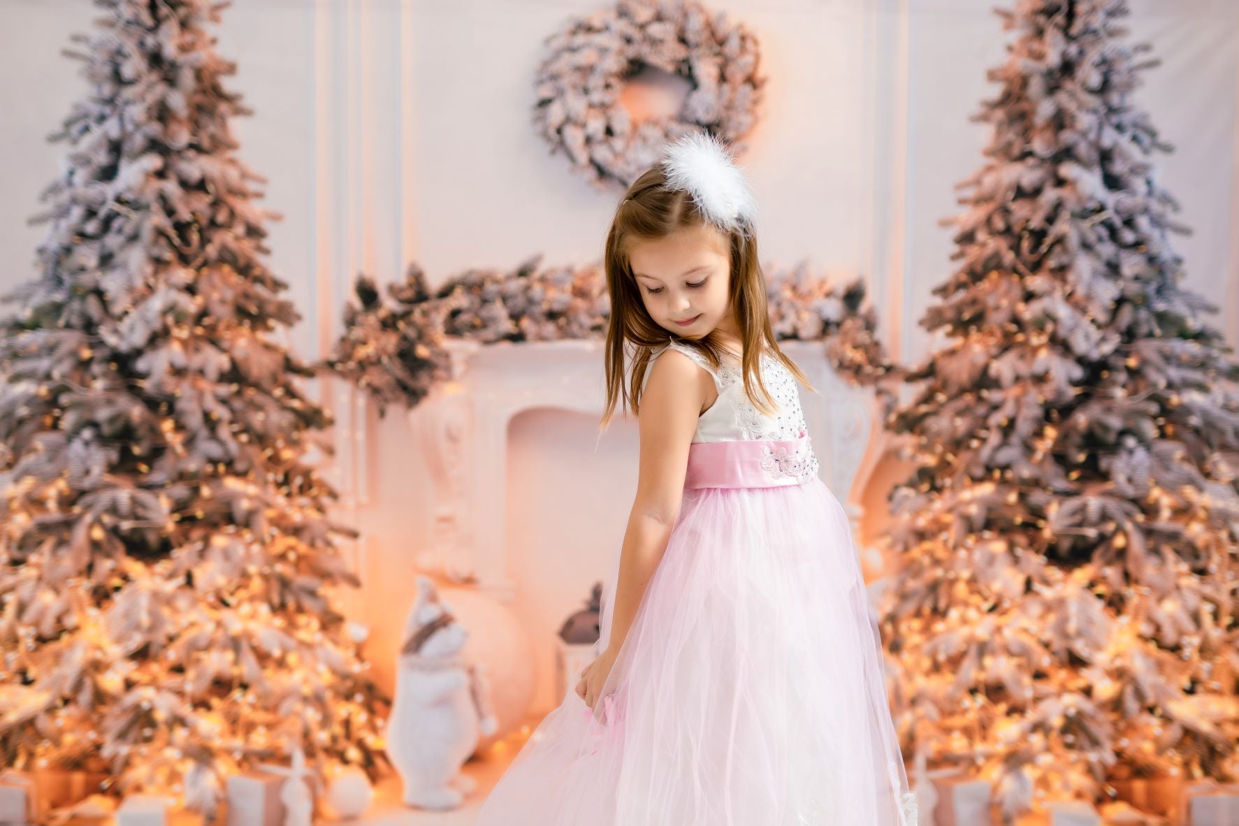 Kate Christmas White Fireplace Backdrop for Photography - Kate Backdrop AU