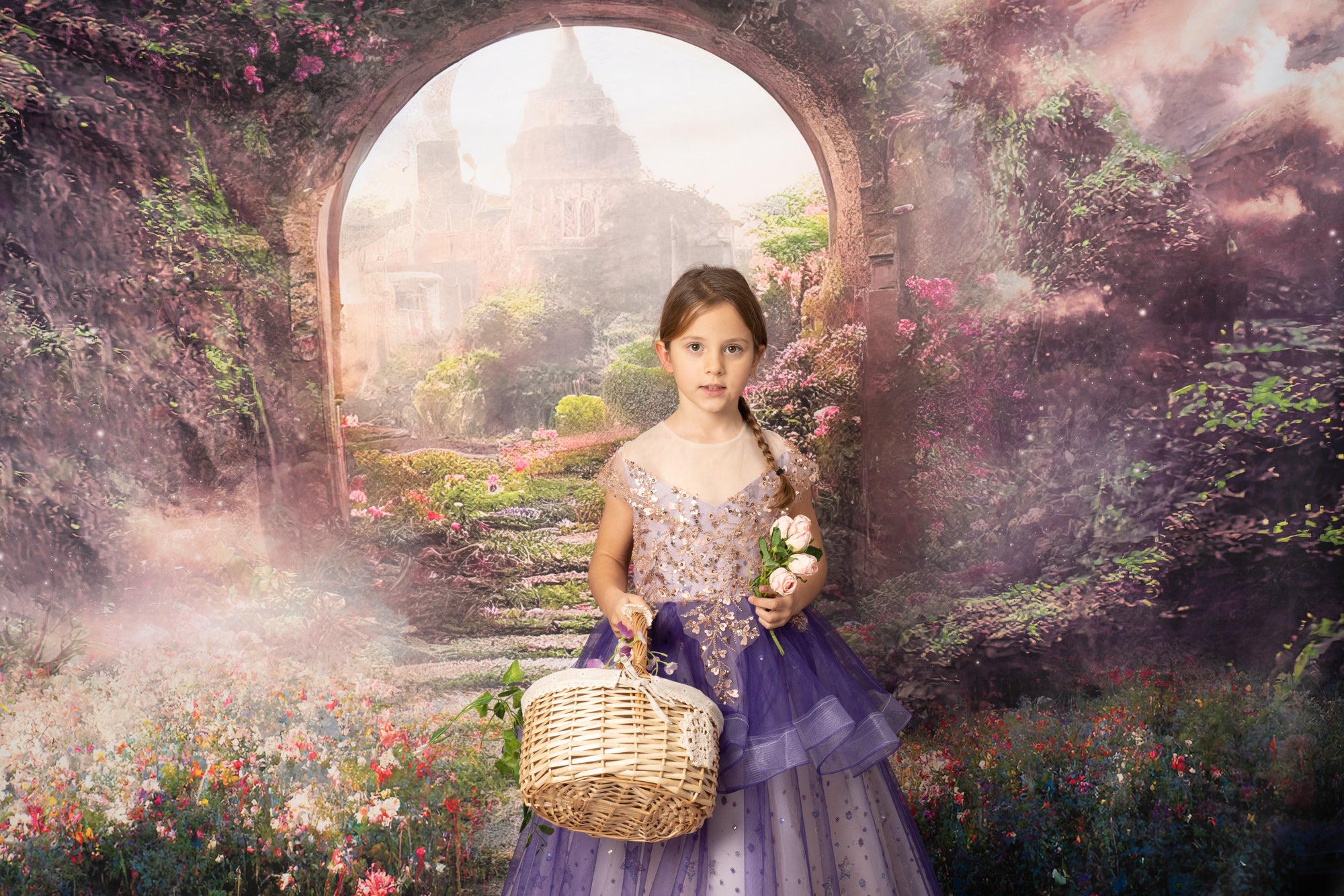 Kate Spring Magic Flower Garden Castle Backdrop for Photography - Kate Backdrop AU