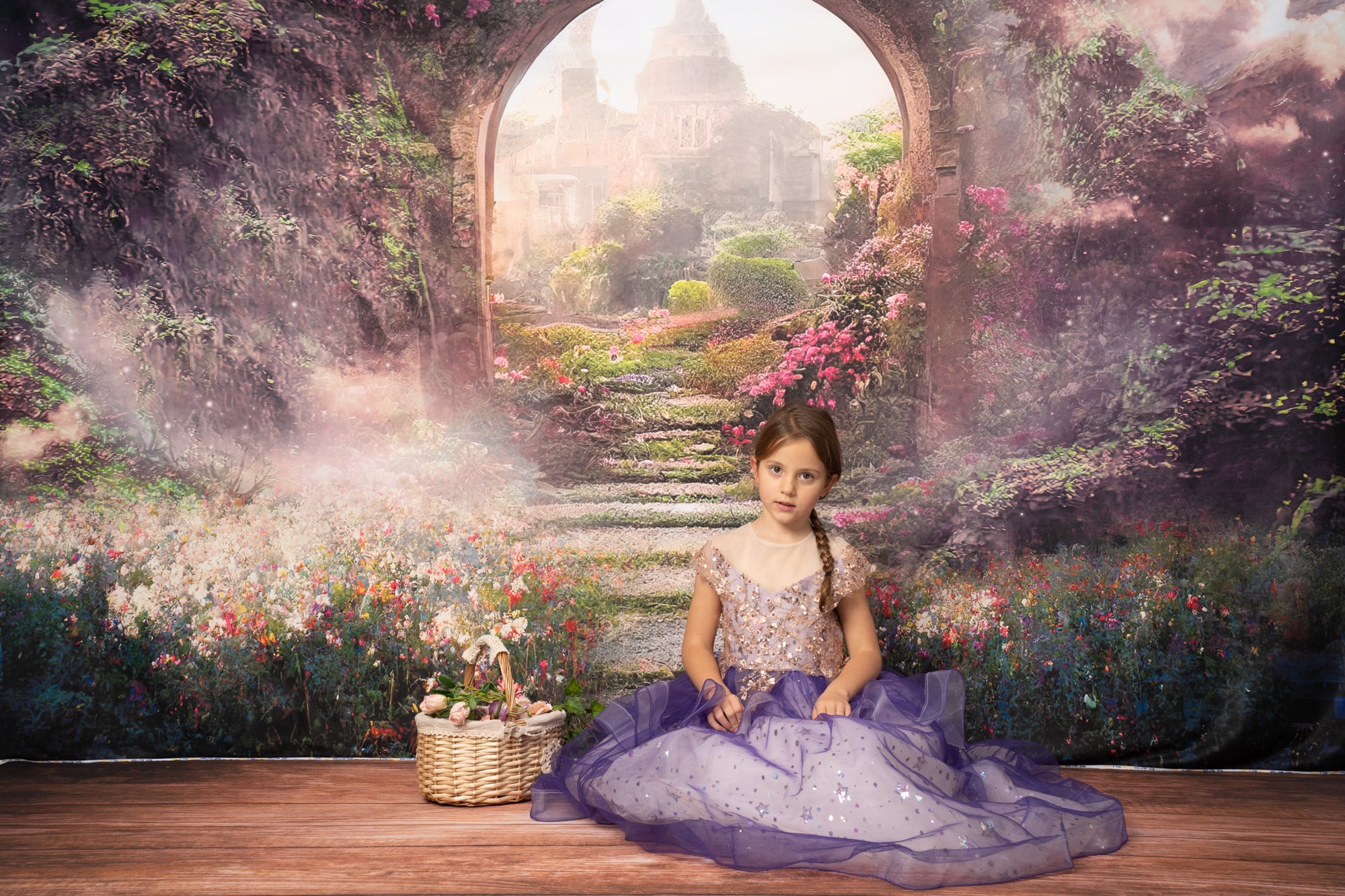Kate Spring Magic Flower Garden Castle Backdrop for Photography - Kate Backdrop AU