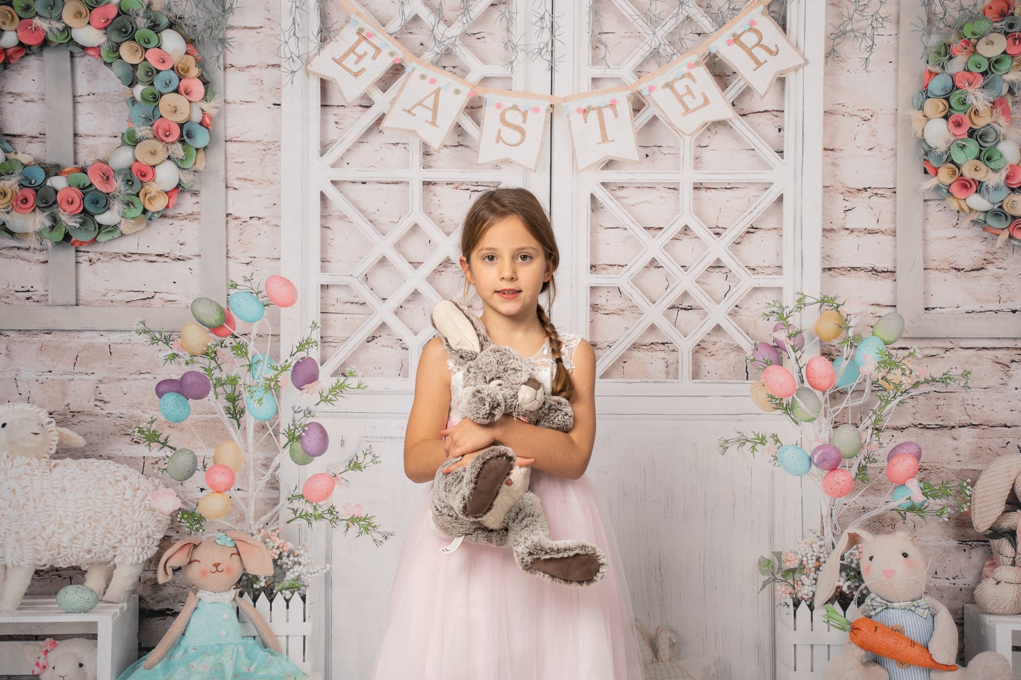 Kate Barn Door Colorful Egg Easter Backdrop for Photography - Kate Backdrop AU