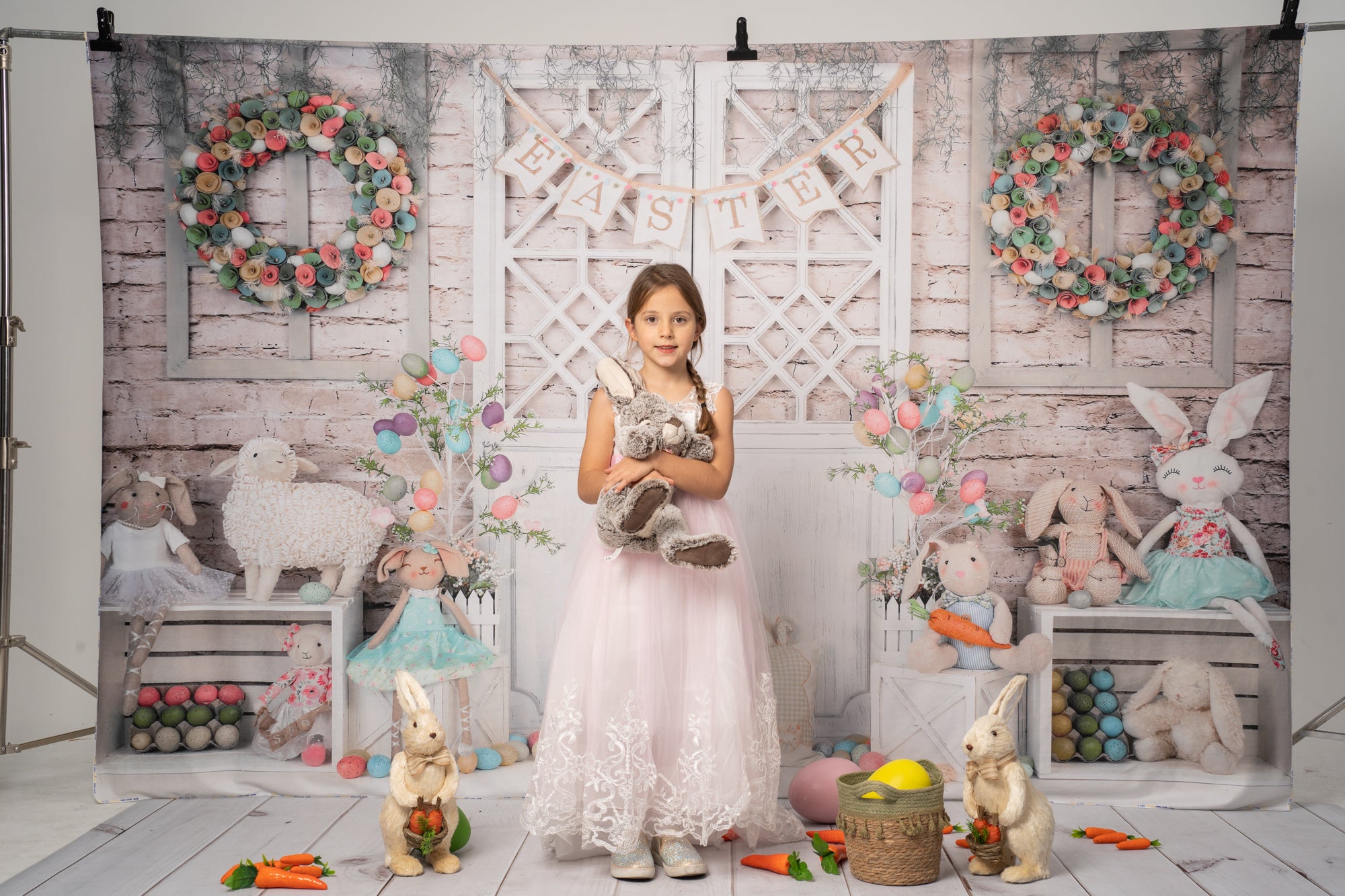 Kate Barn Door Colorful Egg Easter Backdrop for Photography - Kate Backdrop AU