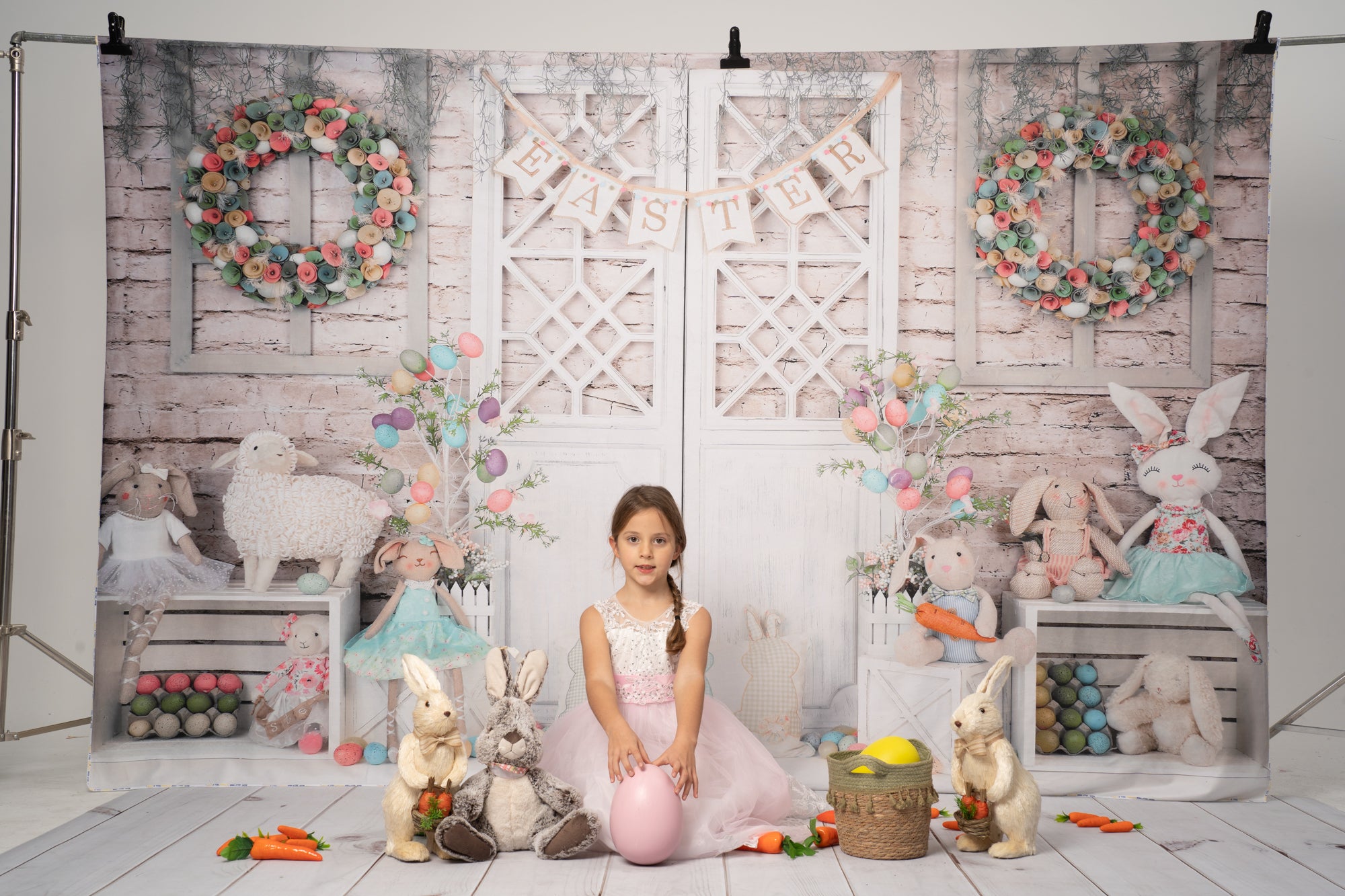 Kate Barn Door Colorful Egg Easter Backdrop for Photography - Kate Backdrop AU