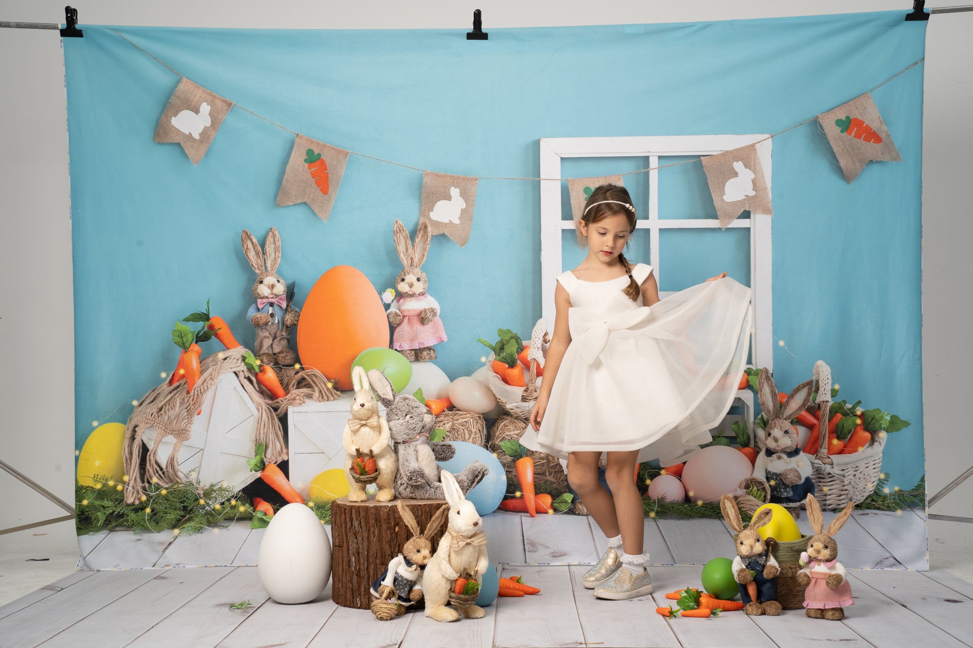 Kate Easter Bunny Backdrop Carrot Blue Designed by Emetselch - Kate Backdrop AU