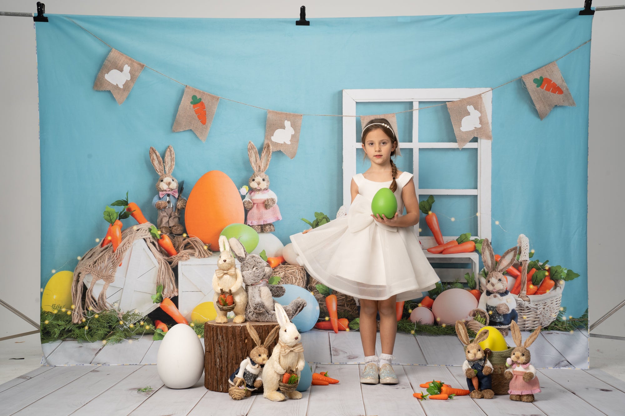 Kate Easter Bunny Backdrop Carrot Blue Designed by Emetselch - Kate Backdrop AU