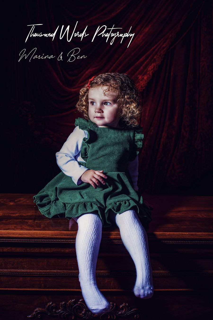 Kate Red Vintage Curtain Backdrop Designed by Marina Smith - Kate Backdrop AU