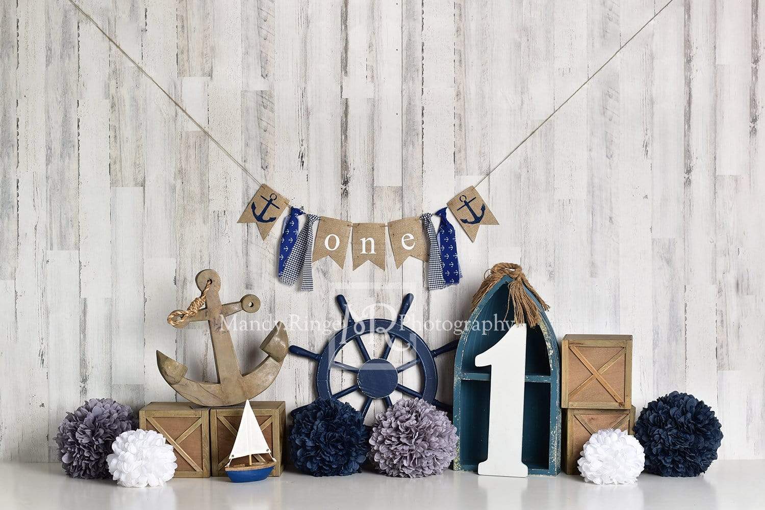 Kate Rudder Anchor Sailor Children Backdrop for Summer cake smash Designed by Mandy Ringe Photography