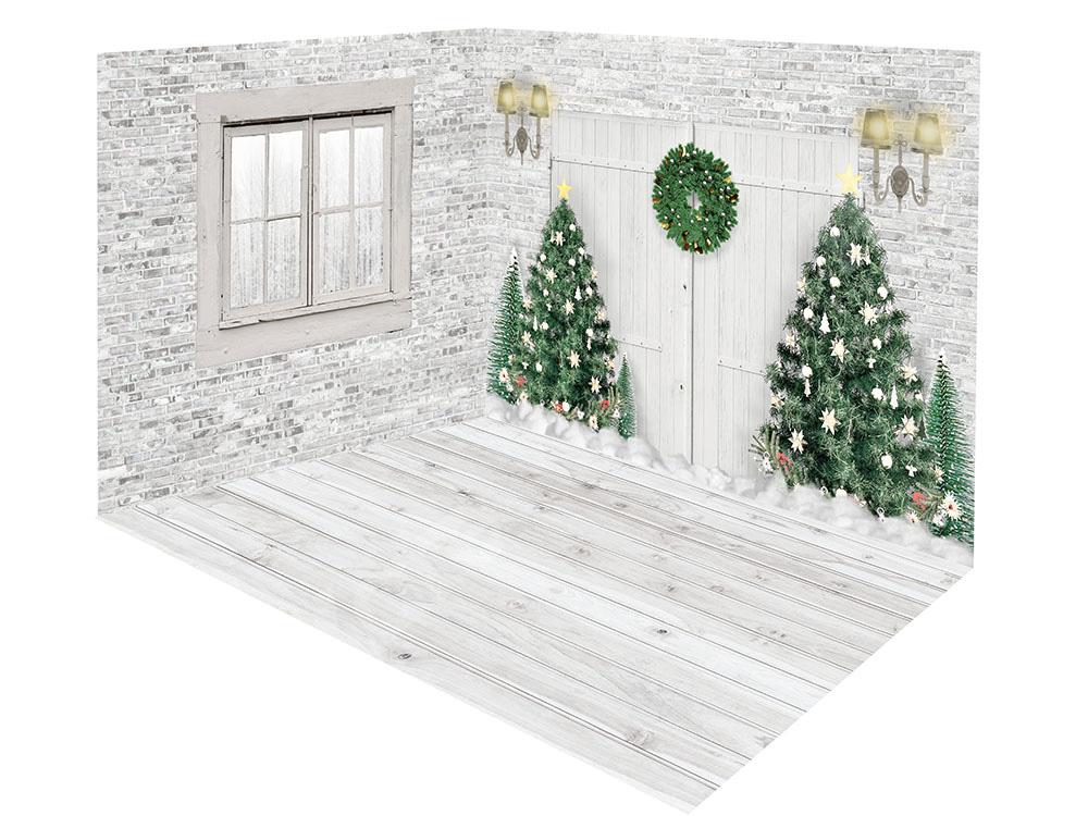 Kate Xmas White Door Christmas Tree Window Room Set - Kate Backdrop AU