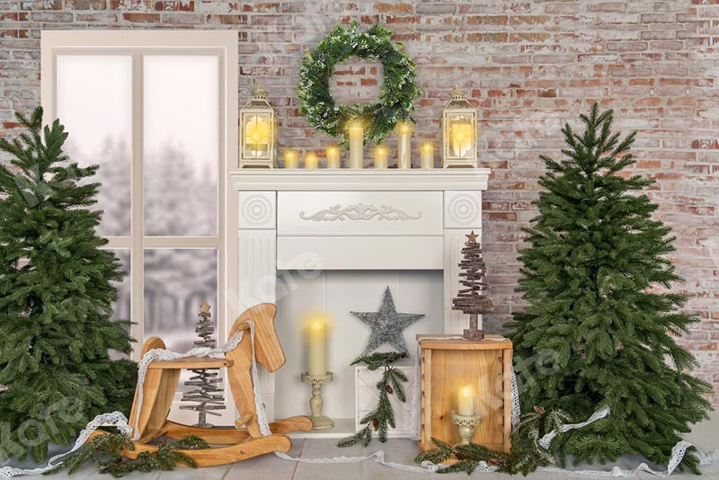 Kate Christmas Brick Candle Winter Backdrop Designed by Emetselch - Kate Backdrop AU