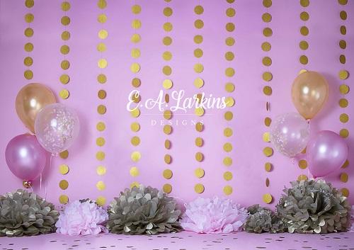 Kate Pink and Gold Balloons Backdrop for Photography Designed By Erin Larkins - Kate Backdrop AU