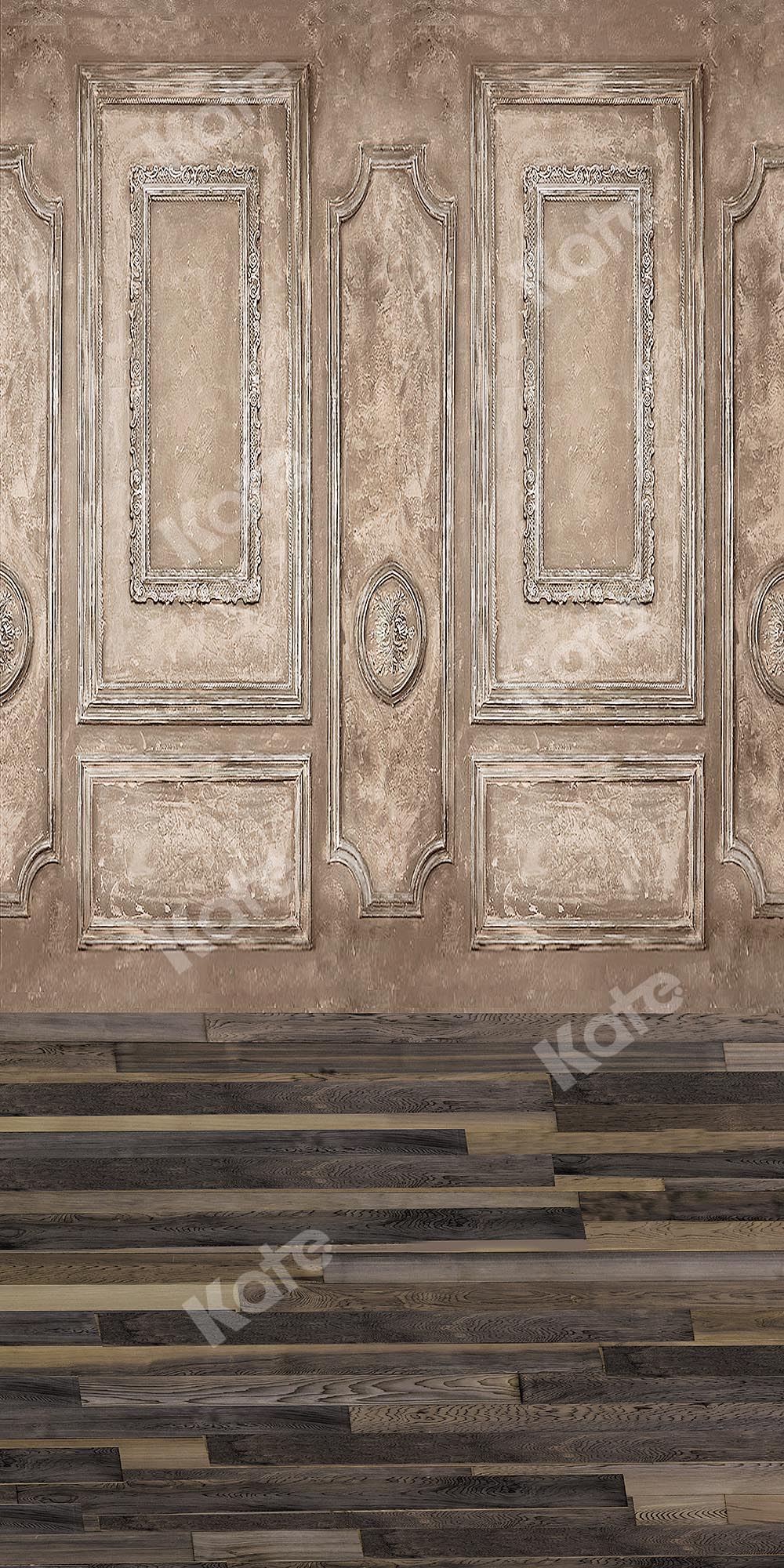 Kate Sweep Retro Wall with Wood Floor Backdrop Designed by Chain Photography - Kate Backdrop AU