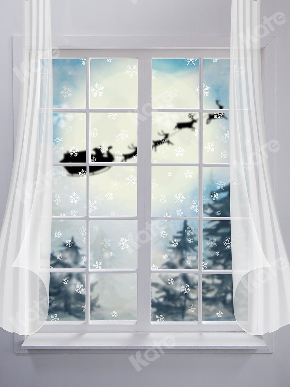Kate White Window Christmas Backdrop Designed by Chain Photography - Kate Backdrop AU