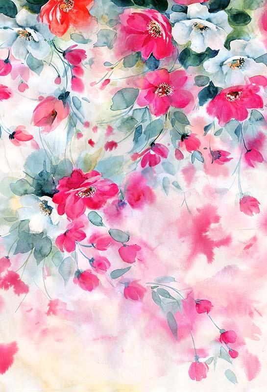 Kate Spring Fine Art White Red Florals Backdrop Designed by Chain Photography - Kate Backdrop AU