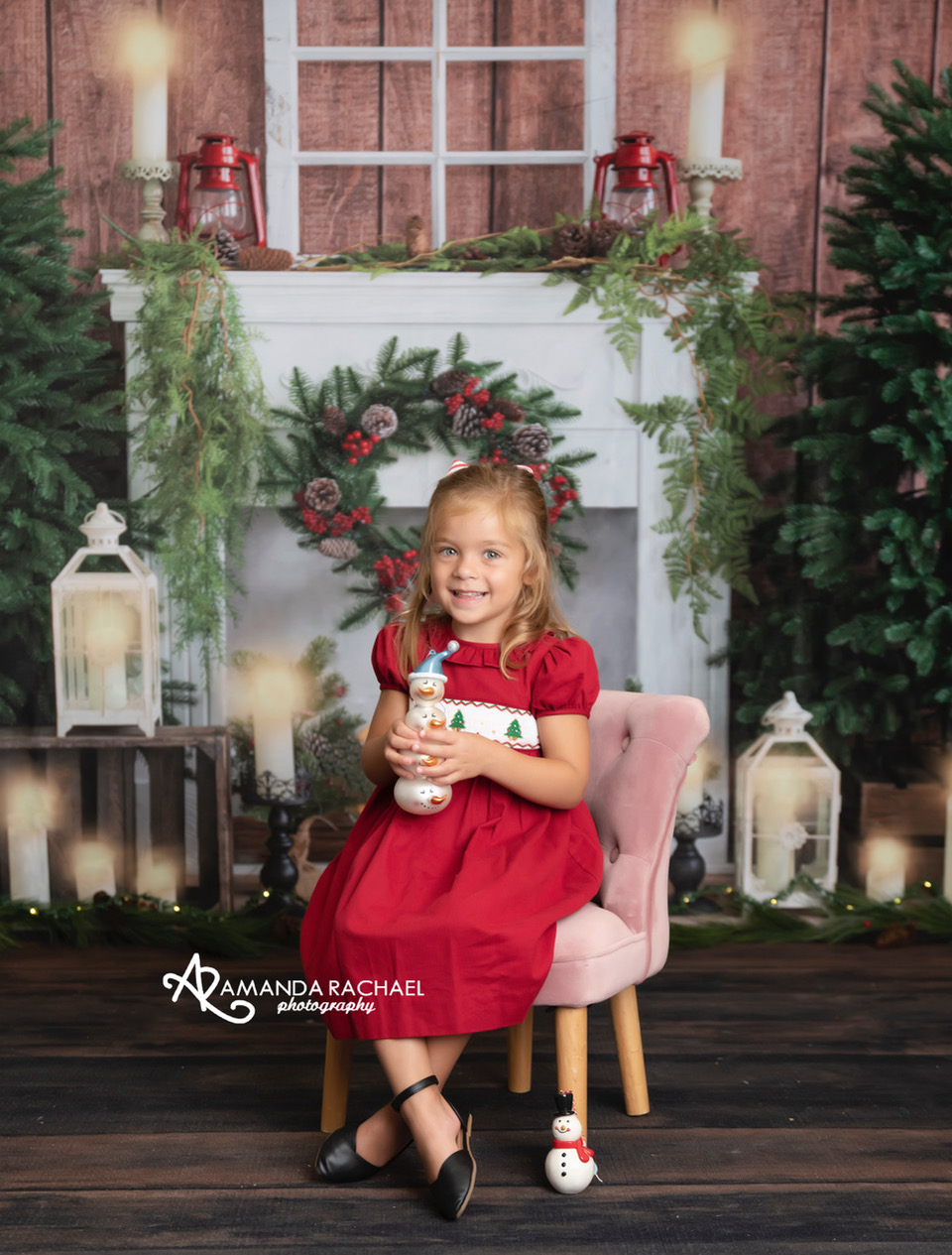 Kate Christmas Fireplace Candlelight Wooden Backdrop Designed by Emetselch - Kate Backdrop AU