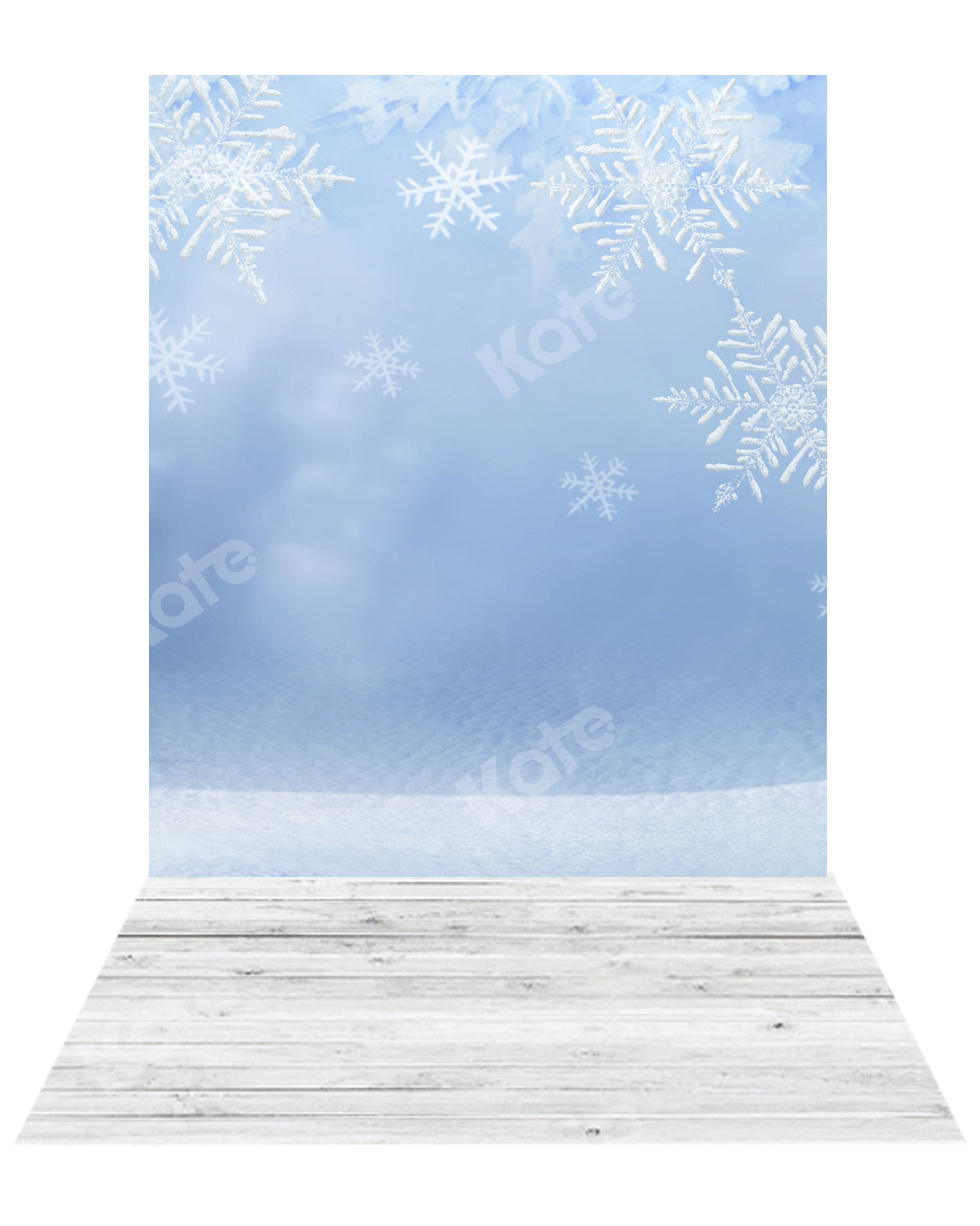 Kate Winter Snowflake Backdrop+ Wood Rubber Floor Mat - Kate Backdrop AU