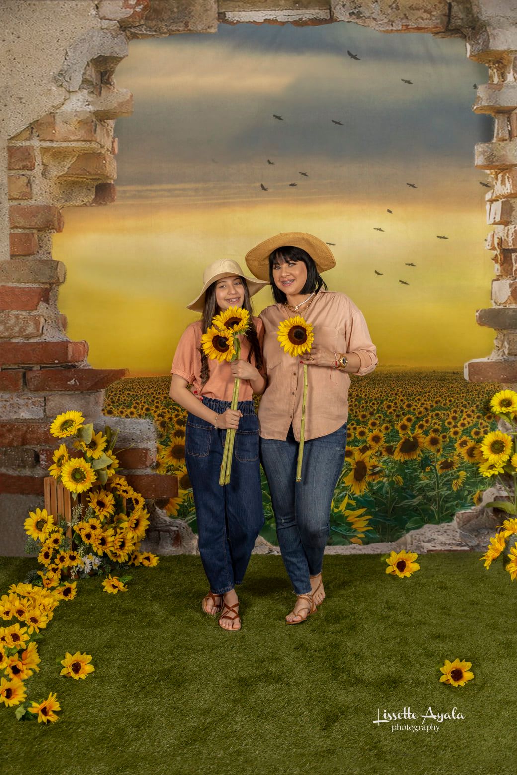Kate Sunflower Field Backdrop with Broken Wall Designed by Chain Photography - Kate Backdrop AU