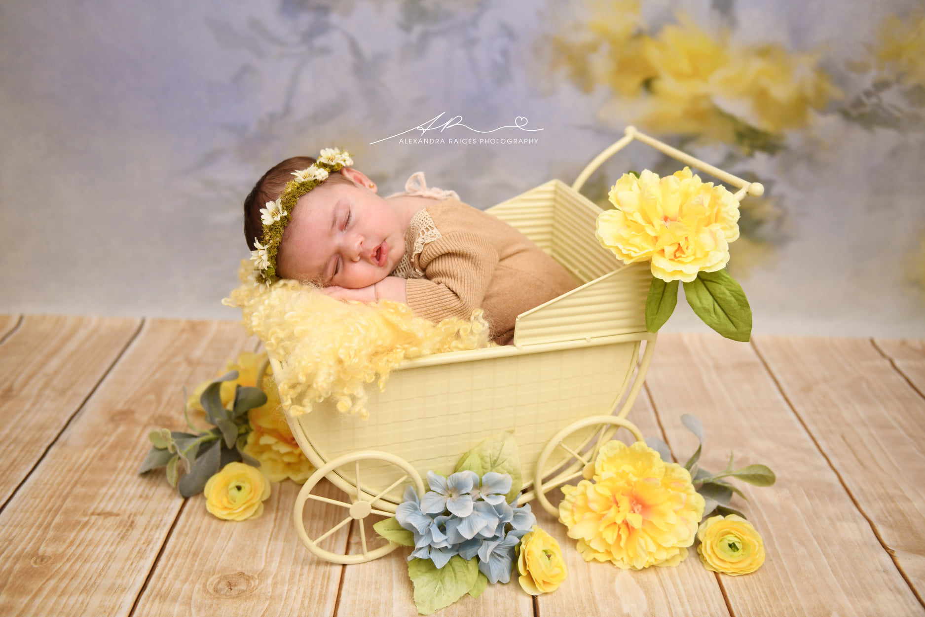 Kate Sweep Spring Floral Wood Floor Backdrop Designed by Chain Photography - Kate Backdrop AU